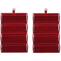 atorakushon Velvet Earrings Organizer, Jewellery Storage Box, Ring Travel Vanity Box For Women Pack of 2 (Maroon)