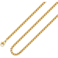 2MM 18K Real Gold Plated Square Rolo Chain Stainless Steel Round Box Chain Necklace Men Women Jewelry 16 Inches