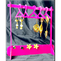 BRODLOG Earring Holder Set(1 Earring Display Stand with 8 Hangers) Jewellery Organizer Jewellery Organizer (Pink)