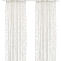 IKEA.. Alvine Spets Polyester Floral Sheer Pair Of Curtains (White, 57X98) 2 Panels,Rod Pocket Curtains