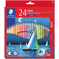 Staedtler Luna Watercolor Pencils, Aqua, 24 Pieces