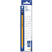 Staedtler HB Pencil with Eraser Tip - Pack of 12 (Yellow)