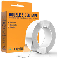 FLYNGO 3 Meter Multipurpose Double Sided Tape - Heavy Duty Adhesive Silicone Tape, Heat Resistant, Removable, Washable, Reusable Anti-Slip Gel Nano Grip Tape (3 Meter)