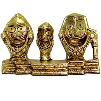 ESPLANADE Brass Puri Jagannath Balaram and Subhadra Maa Idol Murti Statue Sculpture - Golden - 5.25 Inches (2.75 Inch)