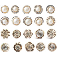 ARLICORPING 20Pcs Women Shirt Brooch Buttons Pearl No Sew Button Pins Instant Button Jeans Button Pins Women Shirt Safety Brooch (BROOCH BUTTON_PK_C)