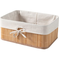 HomeStorie Eco-Friendly Foldable Natural Bamboo Storage Basket Bins Organizer, 33 X 24 X 14 cm, Pack of 1 (AR1543S)