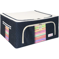 BlushBees Oxford fabric Living Box - Storage Boxes for Clothes, Saree Cover Bags - 44 Litre (Pack of 1, Polka Dot Blue)