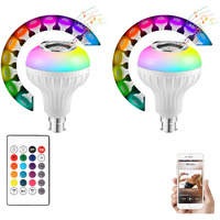 Gesto 12 Watt RGB Bulb - B22 Wireless Music bulb With Bluetooth Speaker,Rgb Lights for room |Color Changing Disco lights for Home,Speaker Bulb Party Lights, Remote Controlled Wifi Led Bulb-Pack of 2