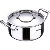 Bergner Argent TriPly Stainless Steel 24 cm Casserole with Stainless Steel Lid, 5.3 LTR Casserole, Stay Cool Cast Handle, Food Safe, Durable, Dishwasher Safe, Induction and Gas Ready, 5-Year Warranty