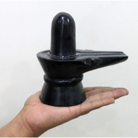 StonKraft Black Marble Shiva Lingam Shiv Ling Mahadev Idol Murti Military Statue Moorti, 7.6 Centimeters, 12.7 Centimeters