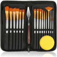 Mluchee 18 Pack Oil Paint Brushes Sets Professional Artist Acrylic Brush Kits for Canvas Painting Ceramic, 15 Sizes Brush 1 Standing Organizer 1 Mixing Knife 1 Watercolor Sponge