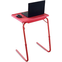 TABLE MAGIC - Laptop Table Matte Finish, Lapdesk, Multipurpose Table, Utility Table, Height Adjustable Table, Work At Home Table, Study Table, Kids Study Table (Table Magic Cherry Red, Large)