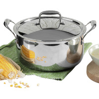 Vinod Platinum Triply Stainless Steel Saucepot with Lid - 3 litre, 20 cm | 2.5mm Thick | SAS Bottom | Biryani Pot | Induction and Gas Base | 5 Year Warranty - Silver