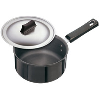 Hawkins Futura 2.25 Litre Saucepan, Hard Anodised Sauce Pan with Stainless Steel Lid, Cooking Pot with Long Handle, Black (AS225S)