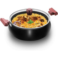 Hawkins Futura 5 Litre Cook n Serve Handi, Hard Anodised Biryani Handi with Glass Lid, Saucepan, Sauce Pan, Black (ACH50G) Polished