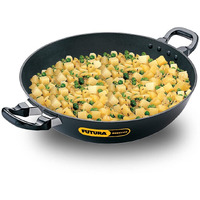 Hawkins Futura 4 Litre Deep Fry Pan, Non Stick Kadai, Round Bottom Kadhai, Big Non Stick Kadai, Black (NK40)