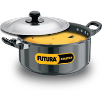 Hawkins Futura 5 Litre Cook n Serve Stewpot, Non Stick Pot with Stainless Steel Lid, Cooking Pot with Lid, Black (NST50)