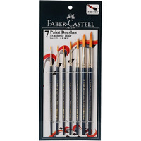 Faber-Castell Paint Brush Set - Round, Pack of 7 (Navy Blue) Wood, Synthetic Hair