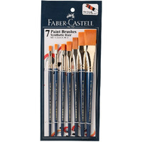 Faber-Castell Paint Brush Set - Flat, Pack of 7 (Navy Blue)