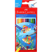 Faber-Castell Water Color Pencils with Paint Brush - Pack of 12 (Assorted)