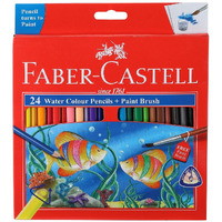 Faber-Castell Water Color Pencils with Paint Brush - Pack of 24 (Assorted)