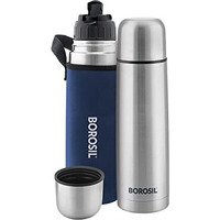 Borosil Hydra Thermo 500 ml Stainless Steel Water Bottle | Double Wall Vacuum Insulated Flask | 24 Hours Hot and Cold | Bottle for Office, Gym, School, Blue