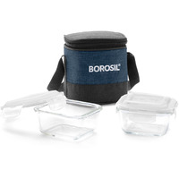 Borosil Elite Borosilicate Glass Lunch Box - Set of 2, 320 ml, Vertical, Break and Chip Resistant, Microwave Safe Office Tiffin