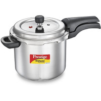 Prestige 5.5 Litres Svachh Deluxe Alpha Induction Base Outer Lid Stainless Steel Pressure Cooker | Deep lid controls spillage |Silver | Anti-Bulge Base | Sturdy Handles | Pressure Indicator