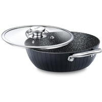 Prestige Durastone Hard Anodised 6 Layer Non-Stick Kadai with Glass Lid, (24 cm, 2.5 litre) (Black)