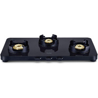 Prestige Edge Schott Glass 3 Burner Gas Stove, Black