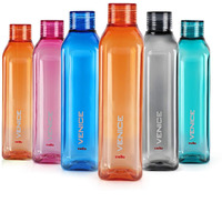 CELLO Venice Plastic Water Bottle | Unbreakable and Hygienic | Perfect for staying hydrated at the school,college, work, gym and outdoor adventures Water Bottle | 1 Litre | Set of 6, Assorted