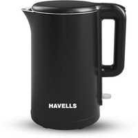 Havells Caro 1.5 litre Double Wall, 304 Stainless Steel Inner Body, Cool Touch Outer body, Wider Mouth, 2 Yr Manufacturer Warranty (Black, 1250 Watt)