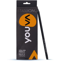 Navneet Youva YOUVA Stallion Pencil With Eraser Tip For Students And Professionals | Dark Black Writing Pencil | Pack Of 10