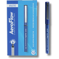 BRUSTRO AeroFlow Liquid Ink Rollerball Pens 0.5 Micro Tip Pack of 12 (Vibrant Blue ink)