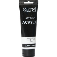 BRUSTRO Artists Acrylic Paint | Titanium White | Ideal for Paper, Canvas, Water-based, Non-toxic, Inter-mixable, Perfect for Artists, Crafters, Students and Professionals | 120ml