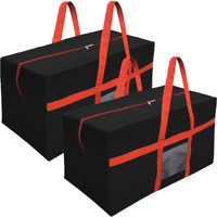 Storite 2 Pack Nylon Multi-Purpose Heavy Duty 128 litres Super-Size Large Clothing Storage Organiser/Toys Storage Bag/Stationery Paper Storage Bag for Travel (Red Black, 80x39x41 cm), Rectangular