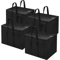 Storite 4 Pack Nylon 85 L Moisture Proof Multi-Purpose Underbed Storage Bag/Clothing Storage Organiser/Toy Storage/Stationery Paper Storage Bag with Zipper and Strong Handle (Black,57x36.8 x40.5 cm)