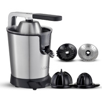 AGARO Regency Electric Citrus Juicer 350W, 650 ml, Pulp Regulator, AC Copper Motor, 2 Cones For All Citrus fruits, 2 filters, Anti Drip, Stainless Steel Body, Silver & Black