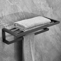 Plantex Space Aluminium Towel Rack with Fix Towel Rod/Towel Bar/Towel Hanger/Towel Stand for Bathroom/Kitchen/Bathroom Accessories (965, Gray)