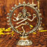 Ekhasa 100% Pure Brass Nataraja Statue for Home Decor | Nataraja Idol for Office Desk | Natraj Murti for Gift | Natraj Statue for Decoration | Lord Shiva Cosmic Dancer Nataraj Form