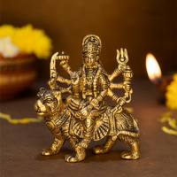 Ekhasa 100% Pure Brass Durga Maa Idol (Size 12.8 cm) | Durga Mata Murti for Home Decor & Puja Room | Mata Rani Murti for Office Desk | Maa Durga Murti for Gift | Sherawali Mata Murti