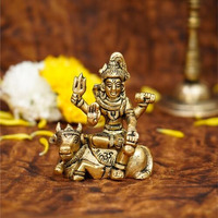 Ekhasa 100% Pure Brass Lord Shiva Idol with Nandi for Home (Size: 6.5 cm) | Lord Shiva Statue for Car Dashboard, Pooja Room, Home Decor and Office Desk | Bholenath Murti | Shiv Ji Murti on Nandi Cow