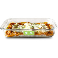 Allo Borosilcate Rectangle Glass Baking Dish, Baking Tray, Oven and Microwave Safe, 1600ml, Transparent