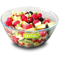 Allo Food Safe Borosilicate Glass Mixing & Serving Bowls for Kitchen, Oven & Microwave Safe Bowls, Dishwasher and Freezer Safe Bowl, 2700ML, Transparent