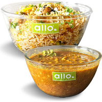 Allo Food Safe Borosilicate Glass Mixing & Serving Bowls for Kitchen, Oven & Microwave Safe Bowls, Dishwasher and Freezer Safe Bowls, Set of 2 1600ML, 2100ML, Transparent