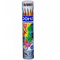 DOMS 12 Colour Pencils 3mm - 12 Colours (Silver & Gold Shade Free Inside) - Soft Wood Hexagonal Colour Pencils