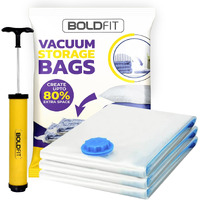 Boldfit Vacuum Bags For Travel Reusable Vacuum Bags For Clothes With Pump For Space Saving Ziplock Bags For Travel Packing Blankets Compression Vacuum Storage Bags, Vacuum Bag- Set Of 6 (3L, 3J)