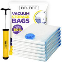 Boldfit Vacuum Bags For Travel Reusable Vacuum Bags For Clothes With Pump For Space Saving Ziplock Bags For Travel Packing Blankets Compression Vacuum Storage Bags, Vacuum Bag- Set Of 6 (Medium)