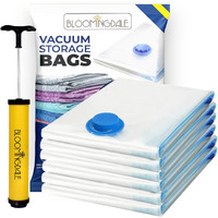 Bloomingdale Vacuum Bags for Travel Reusable Vacuum Bags for Clothes with Pump for Space Saving Ziplock Bags for Travel Packing Blankets Compression Vacuum Storage Bags- Set of 6 (2M, 2L, 2J)