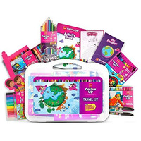 Cello ColourUp Travel Kit | Includes Crayons, Colour Pencils, Sketch Pens, Clay, DIY Passport & Bag Tag | Travel Friendly Suitcase Pack | Ideal for Kids Gifting, Multicolor